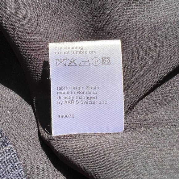 AKRIS Punto S5A Navy Pinstripe Pleat-Collar Sleeveless Midi Tent Dress sz 8 M - Picture 11 of 11